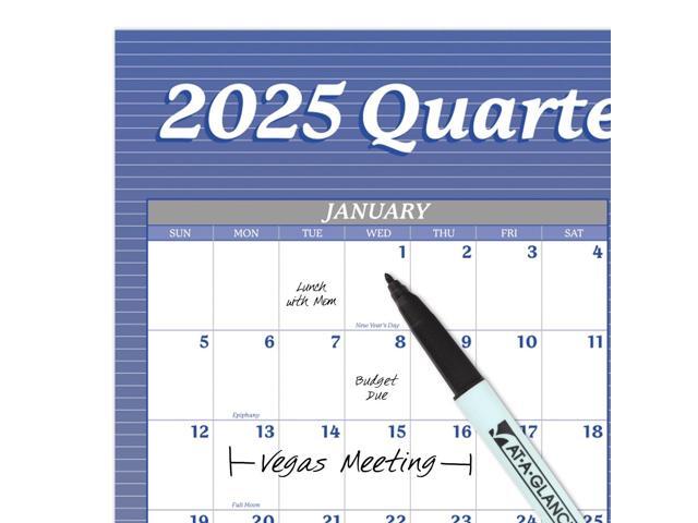AT-A-GLANCE 2026 Vertical Horizontal Reversible Erasable Yearly Wall Calendar, Blue, Large, 24' x 36'