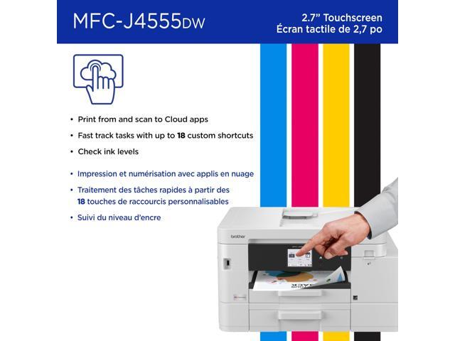 Brother - INKvestment 4555 Wireless Color All-in-One Inkjet Printer with 2 Paper Trays (MFCJ4555DW), Great for Small Offices - White - image 2