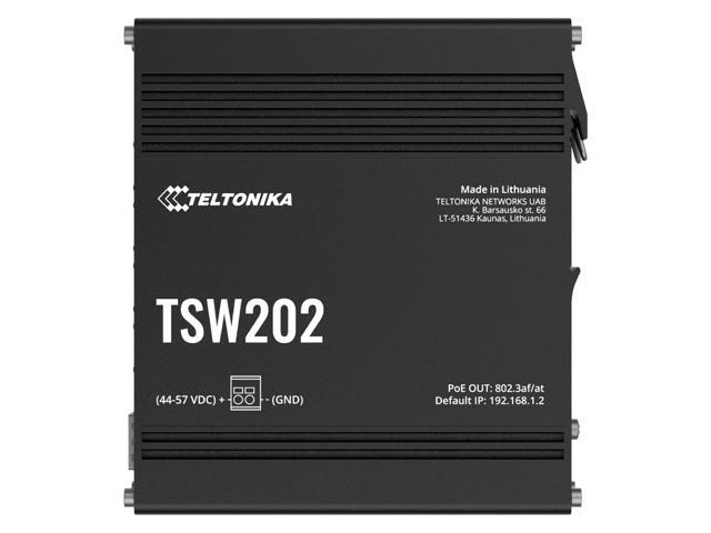 Teltonika TSW202 Managed PoE+ Switch, 8 x Gigabit Ethernet, 2 x SFP, Profinet Certified, Integrated DIN Rail Bracket