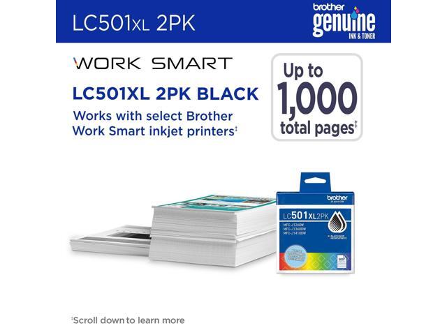 Brother Genuine LC501XL2PK Twin Pack High Yield Black Ink Cartridges