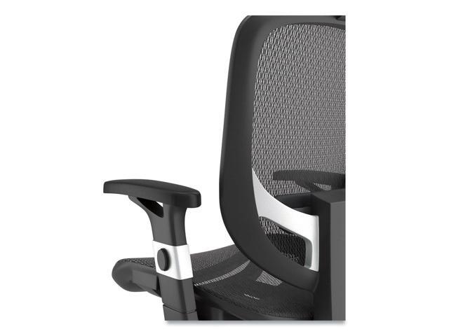 Alera Minerva Ergonomic Mesh Swivel Task Chair - Support Up to 275lb - 17.24 to 20.98 Seat Height - Black Seat/Back, Silver Base ALEMV41BME18