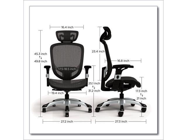 Alera Minerva Ergonomic Mesh Swivel Task Chair - Support Up to 275lb - 17.24 to 20.98 Seat Height - Black Seat/Back, Silver Base ALEMV41BME18