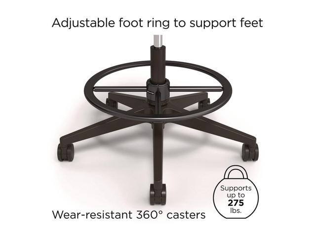 Alera Kempton Fabric Mesh Task Stool - Supports Up to 275 lb - 26.57 to 33.62 Seat Height - Black Seat, Black Back, Black Base ALEKP46BME17