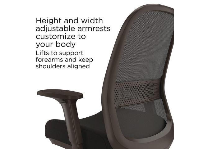 Alera Kempton Fabric Mesh Task Stool - Supports Up to 275 lb - 26.57 to 33.62 Seat Height - Black Seat, Black Back, Black Base ALEKP46BME17