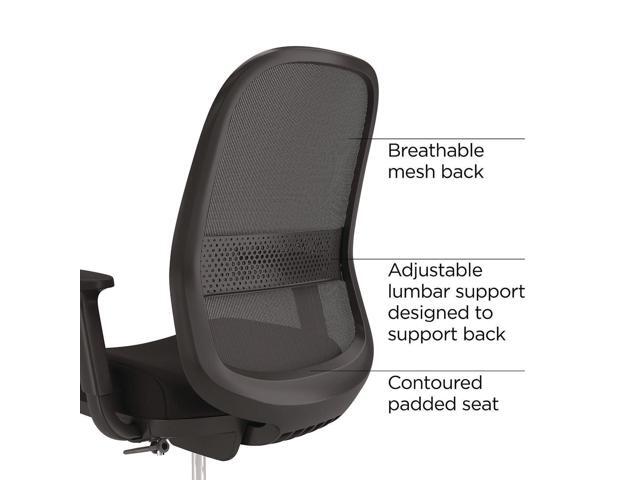 Alera Kempton Fabric Mesh Task Stool - Supports Up to 275 lb - 26.57 to 33.62 Seat Height - Black Seat, Black Back, Black Base ALEKP46BME17