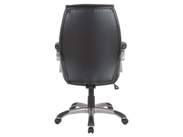 Alera Fulford Bonded Leather High-Back Managers Chair - Supports 275lb - 18.62-22.56' Seat Height - Black Seat/Back, Silver Base ALEFD41B19