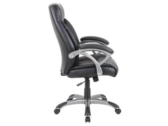 Alera Fulford Bonded Leather High-Back Managers Chair - Supports 275lb - 18.62-22.56' Seat Height - Black Seat/Back, Silver Base ALEFD41B19