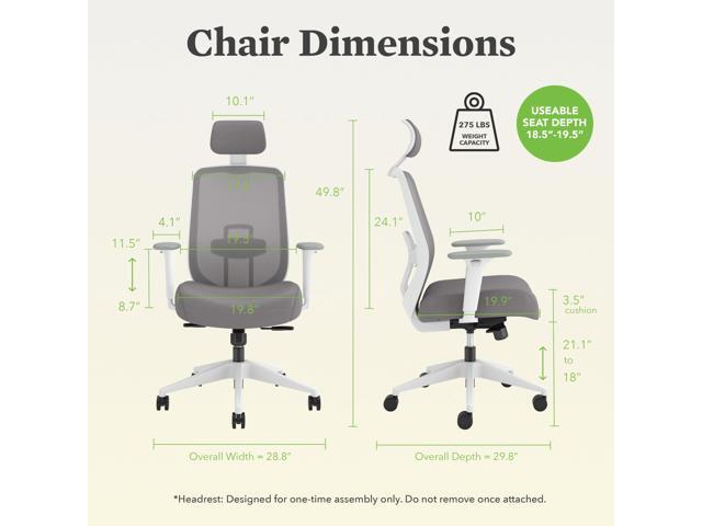 HON Altern Mesh Mid-Back Task Chair - 17.95 to 21.1 Seat Height - Gray Seat, Gray/White Back, White Base (HPTCC1T1UM. WHT)