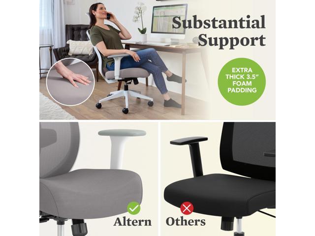 HON Altern Mesh Mid-Back Task Chair - 17.95 to 21.1 Seat Height - Gray Seat, Gray/White Back, White Base (HPTCC1T1UM. WHT)