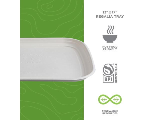 Eco-Products Regalia Sugarcane Servingware - Platter - 13 x 17 - White - 100/Carton EP-SCTR1317NF