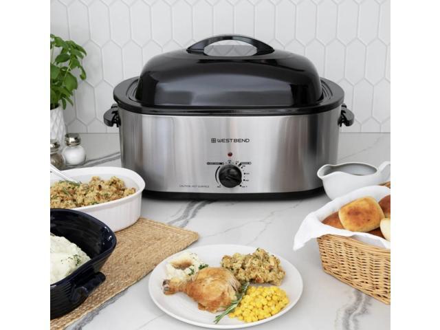 West Bend 20QT Roaster Oven with Rack and High Dome Lid in Stainless Steel