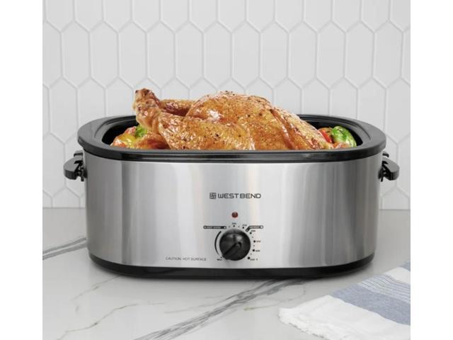 West Bend 20QT Roaster Oven with Rack and High Dome Lid in Stainless Steel
