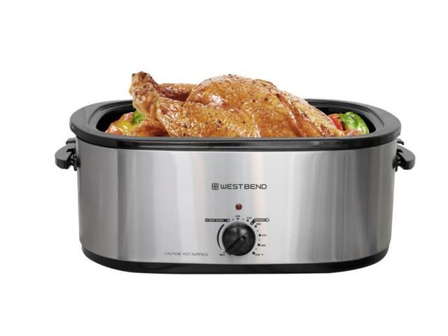 West Bend 20QT Roaster Oven with Rack and High Dome Lid in Stainless Steel