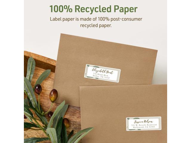 EcoFriendly Recycled Return Address Labels Inkjet/Laser 0.66 x 1.75 White 60/Sheet 10 Sheets/Pack 48806