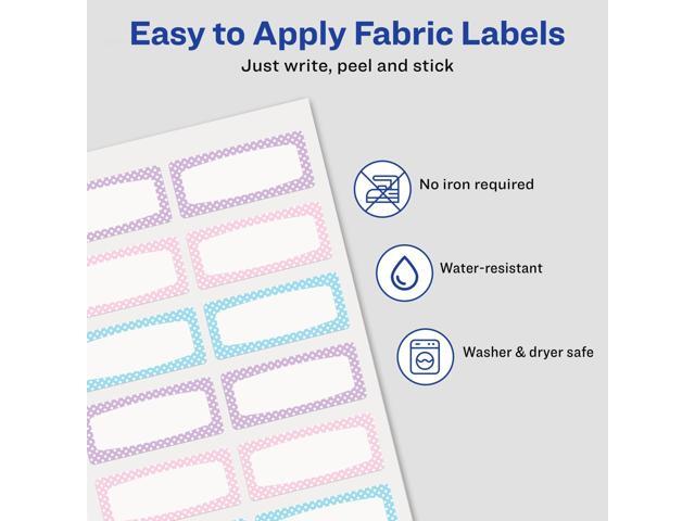 No-Iron Fabric Labels Pastel Borders Handwrite Only 0.75 x 1.75 White 12/Sheet 2 Sheets/Pack 40775