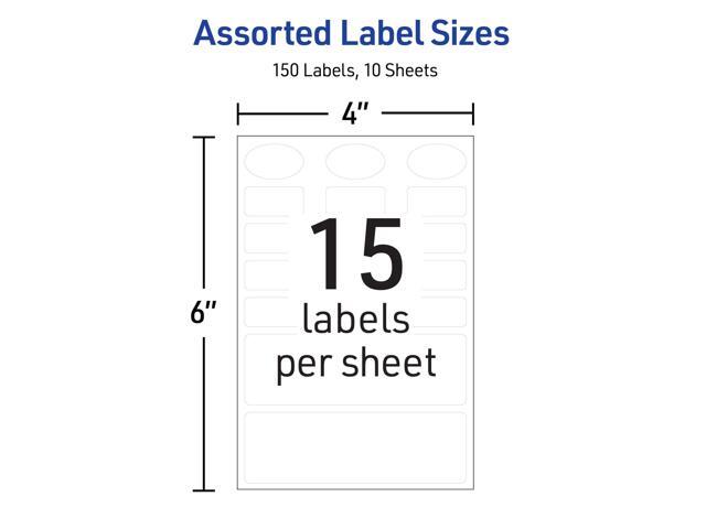 No-Iron Fabric Labels Handwrite Only Assorted Shapes and Sizes White 15/Sheet 10 Sheets/Pack 40726