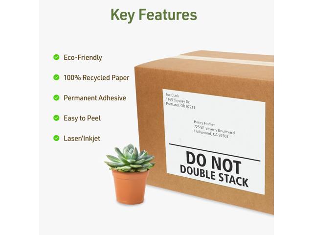 EcoFriendly Recycled Shipping Labels Inkjet/Laser 8.5 x 11 White 1/Sheet 10/Pack 48809