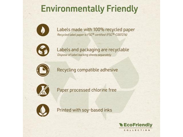 EcoFriendly Recycled Shipping Labels Inkjet/Laser 8.5 x 11 White 1/Sheet 10/Pack 48809
