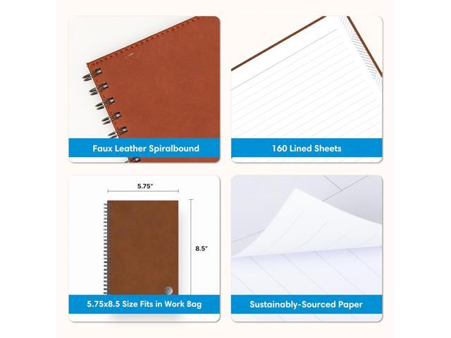 Blue Sky Faux Leather 1-Subject Wirebound College Rule Notebook, 80 Sheets