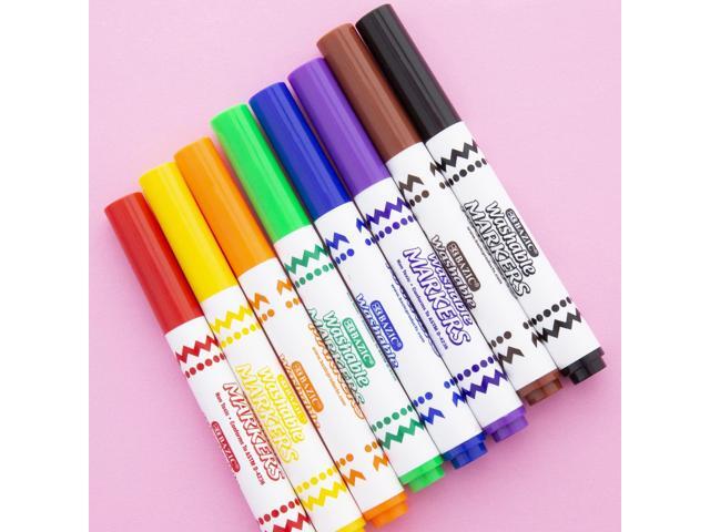 BAZIC 8 Colors Broad Line Jumbo Washable Markers, Case Pack of 24
