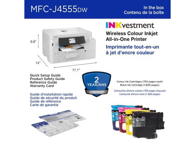 Brother - INKvestment 4555 Wireless Color All-in-One Inkjet Printer with 2 Paper Trays (MFCJ4555DW), Great for Small Offices - White - image 6