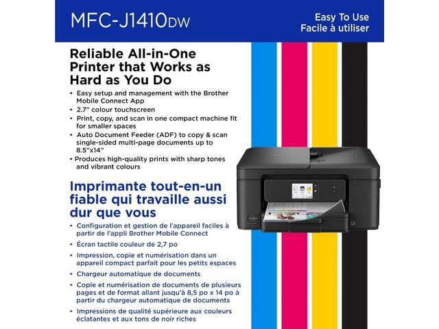 Brother - Work Smart 1410 Wireless Color All-in-One Inkjet Printer, 2.7” Color Touchscreen (MFC-J1410DW), Great for Home Offices - Black - image 7