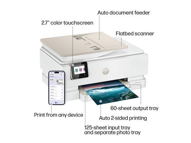 HP ENVY Photo 7975 Wired & Wireless Inkjet Multifunction Printer Color White/Light Portobello, B63K3A