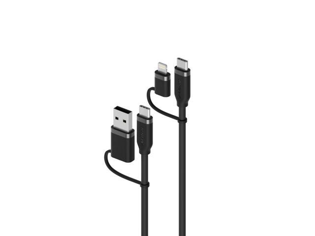 ELEMENTS SILICONE 4-IN-1 USB 2.0 CABLE, 100W, BLACK- 1.5M