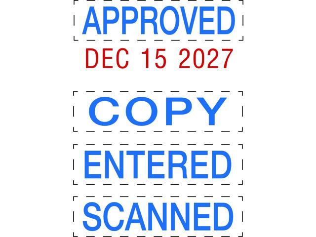 Printy Economy Micro 5-in-1 Date Stamp Self-Inking 1' x 0.75' Blue/Red E4853L