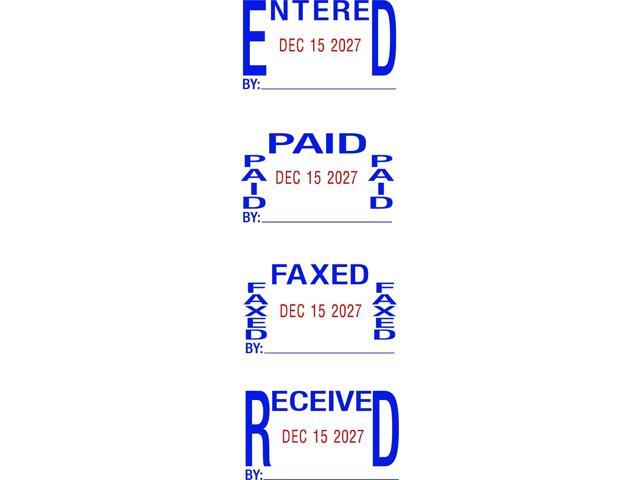 Printy Economy 5-in-1 Date Stamp Self Inking 1.63' x 1' Blue/Red 4754