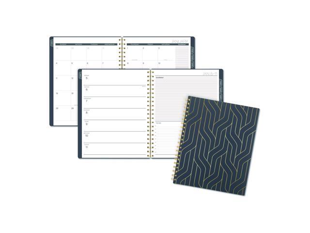 Hera Weekly Monthly Planner Wavy Lines 11 x 8.5 Black/Gold Cover 12-Month Jan to Dec: 2026 1765905