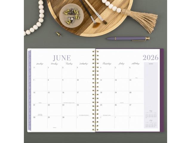 Leah Bisch Petite Floral Academic Weekly Monthly Planner, 11 x 8.5, Purple/Green Cover, 12-Month (July to June): 2025 to 2026