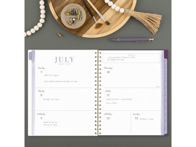 Leah Bisch Petite Floral Academic Weekly Monthly Planner, 11 x 8.5, Purple/Green Cover, 12-Month (July to June): 2025 to 2026