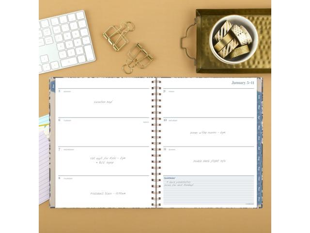 Elizabeth Weekly/Monthly Planner 11 x 8.5 Floral Artwork Blue Cover 12-Month Jan-Dec: 2026 1763905