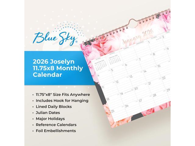 Joselyn Monthly Wall Calendar Floral Artwork 11 x 8.75 White/Multicolor Sheets 12-Month Jan to Dec: 2026 147480