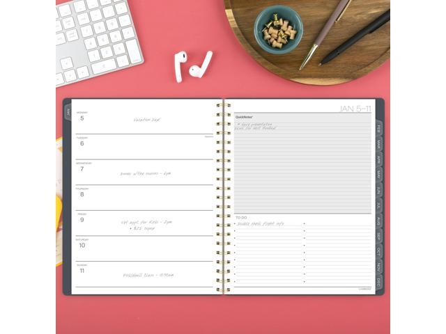 Hera Weekly Monthly Planner Wavy Lines 11 x 8.5 Black/Gold Cover 12-Month Jan to Dec: 2026 1765905