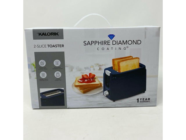Kalorik Deluxe Sapphire Diamond Coated Non-Stick 2 Slice Toaster - Black