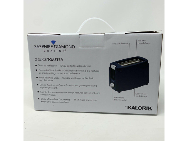 Kalorik Deluxe Sapphire Diamond Coated Non-Stick 2 Slice Toaster - Black