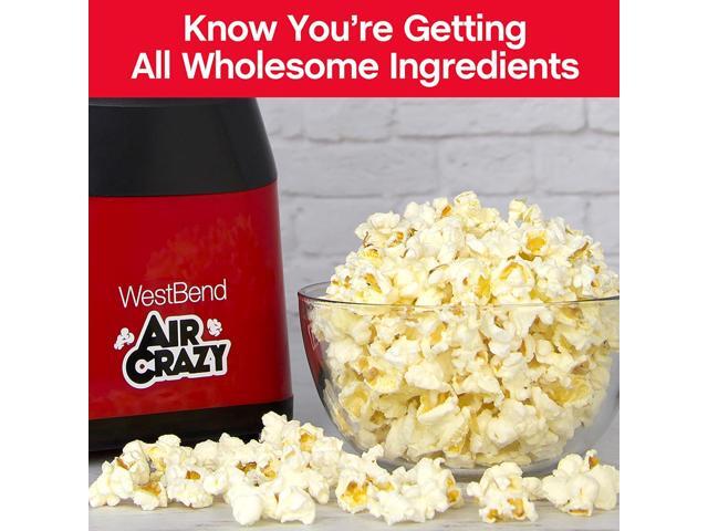 West Bend Air Crazy 4 Quart Hot Air Popcorn Maker Machine, Red & Black