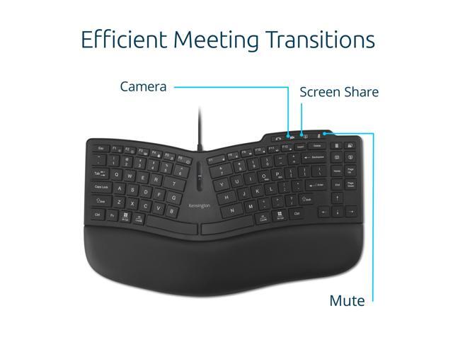 Kensington Pro Fit Ergo KB675 EQ TKL Wired Keyboard, USB-A Connection, Ergonomic Curved Design, Programmable Keys (K75497NA)