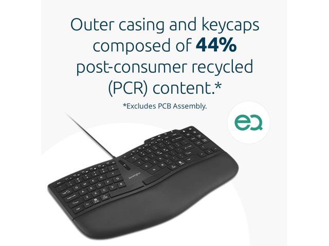 Kensington Pro Fit Ergo KB675 EQ TKL Wired Keyboard, USB-A Connection, Ergonomic Curved Design, Programmable Keys (K75497NA)