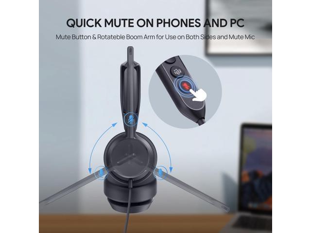 Yealink UH42 USB-C/A Headset with Noise Cancelling Mic, Wired Headphones for PC Computer Laptop, Compatible with Zoom Teams, Comfort Ear Cushions,...
