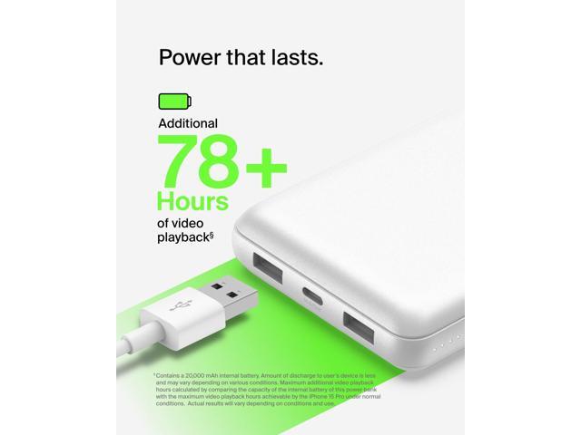 Belkin BoostCharge 20K USB-A & USB-C Power Bank, 15W - White - image 12