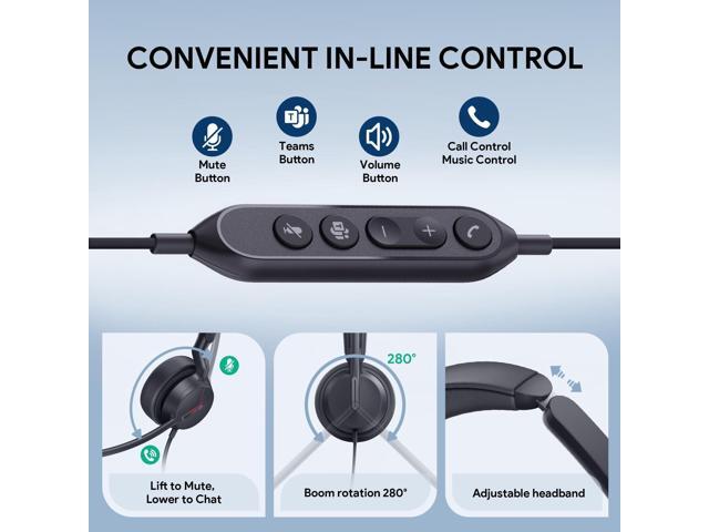 Yealink UH44 Teams Certified USB Headset with 2 Noise Cancelling Mics
