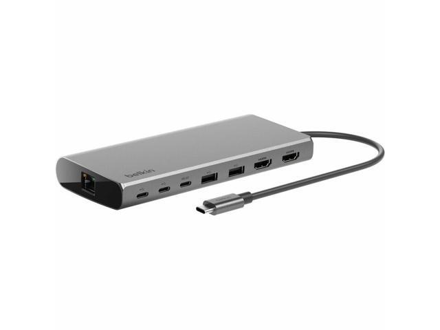 Belkin - Connect Universal USB-C 8-in-1 Dual Display Core Hub Compatible with 100W PD with 10Gbps Transfer Speeds & 1GbE Ethernet - Gray - image 4