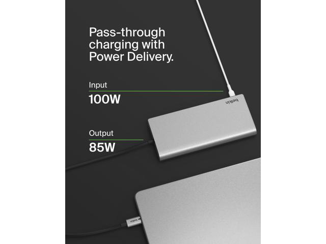 Belkin - Connect Universal USB-C 8-in-1 Dual Display Core Hub Compatible with 100W PD with 10Gbps Transfer Speeds & 1GbE Ethernet - Gray - image 6