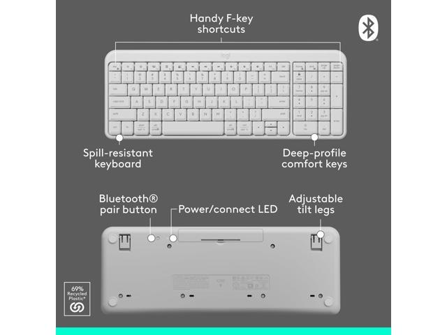 Logitech - MK250 Full-size Bluetooth Wireless Keyboard and Mouse Combo for Windows/MacOS with Fast & Easy Connectivity - Off-White - image 12