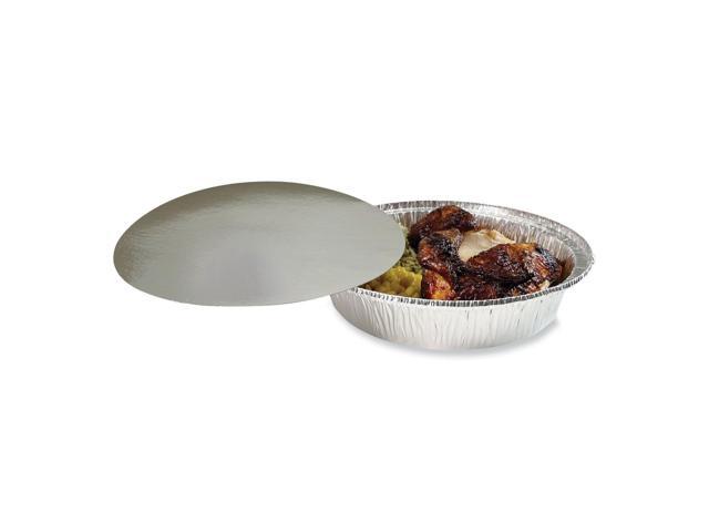 Round Aluminum To-Go Container Lids Flat Lid 9' Diameter Silver Paper 500/Carton BWKROUND9FLID