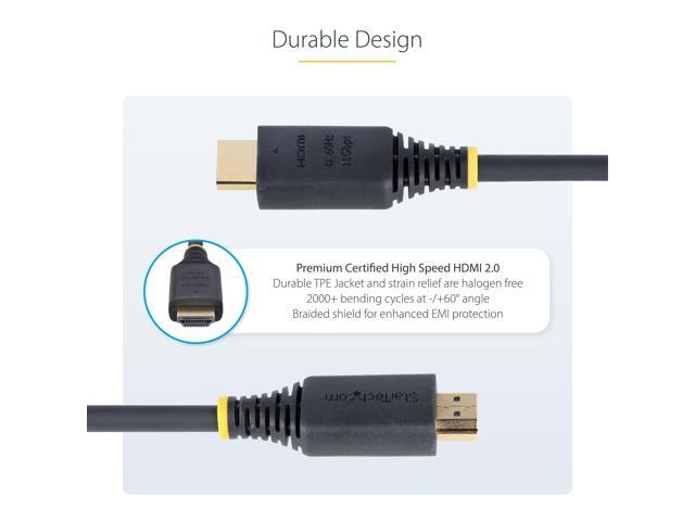 StarTech 1.6ft Premium Certified High Speed HDMI Cable HDMI2CABLE4K6050C