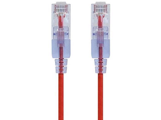 Monoprice Cat6A Ethernet Patch Cable - 14 Feet - Red (10 Pack) Snagless RJ45 550Mhz UTP Pure Bare Copper Wire 10G 30AWG - SlimRun Series